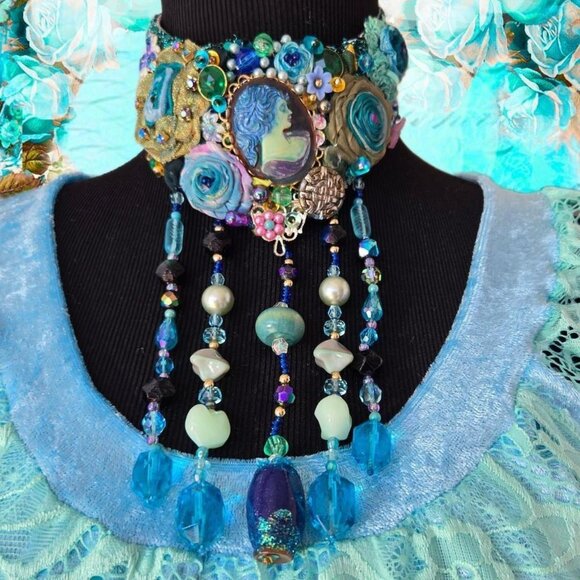 Bohemian Rose Cameo Choker | One-Of-A-Kind Victorian Collar - Picture 3 of 8
